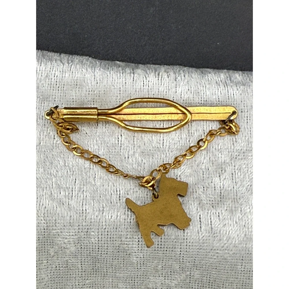 Vintage Dog Hickok Tie Bar Gold‎ Tone Scottie